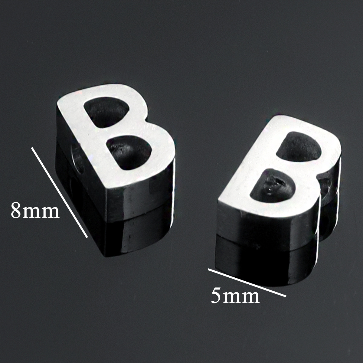 Silver color / 1 Piece Simple Casual Style Letter B Shape Stainless Steel Unisex Pendant Picture2